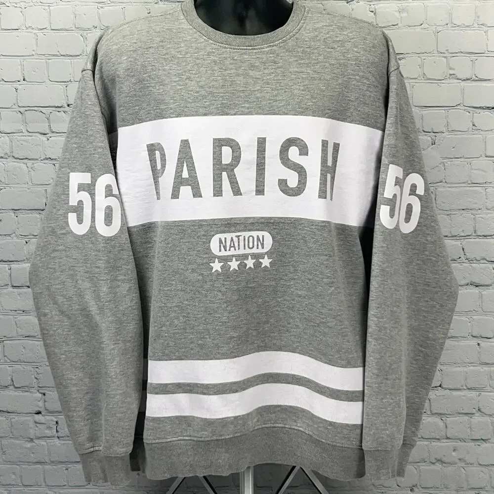 Parish Nation 56 Sweatshirt 4XL 4XLarge Gray Streetwear Rap Crew Neck Sweater